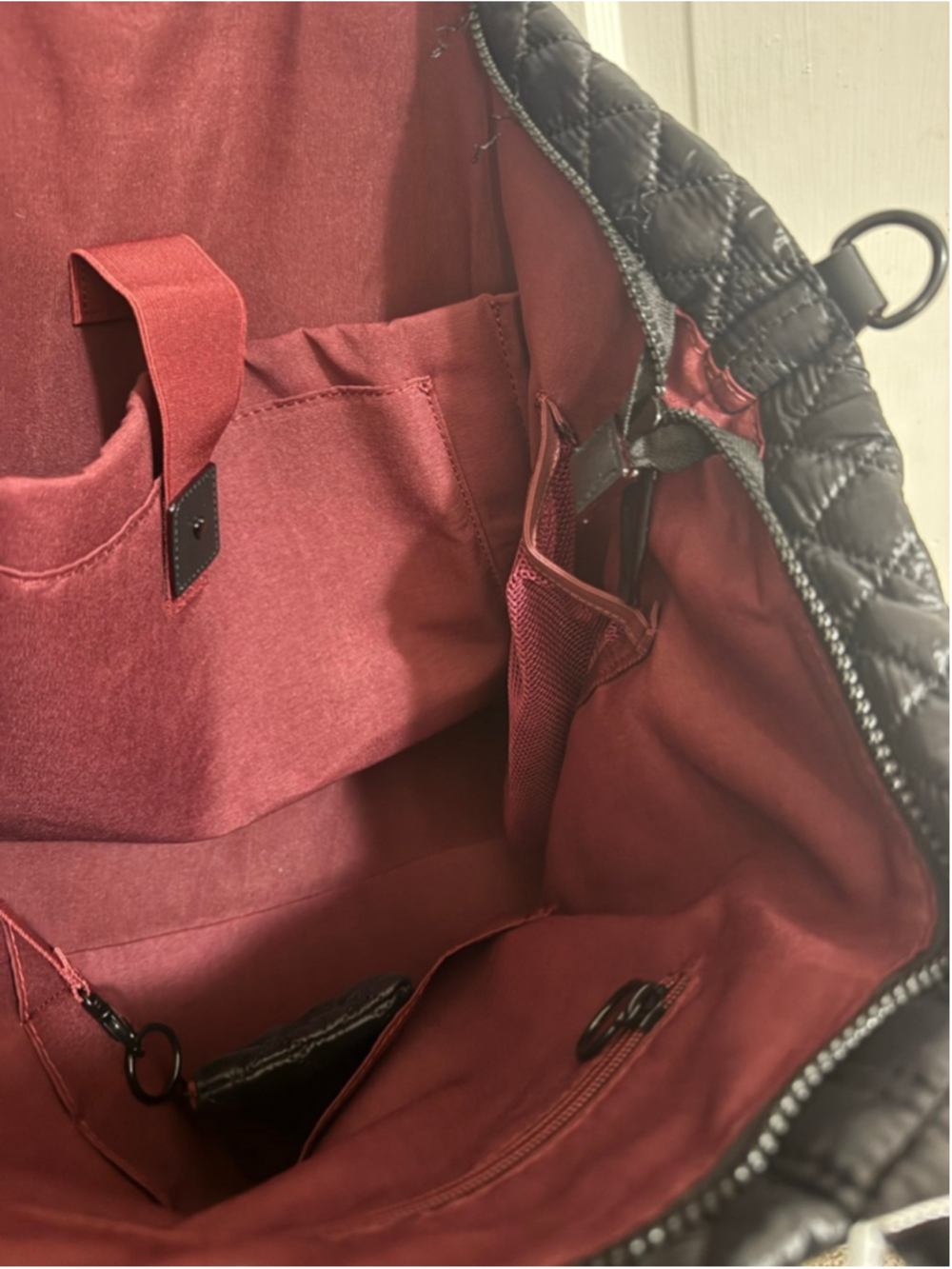 HeartLove by Charo Black Quilted Tote Bag w/Coin Pouch and Crossbody Strap NWT - Picture 8 of 11